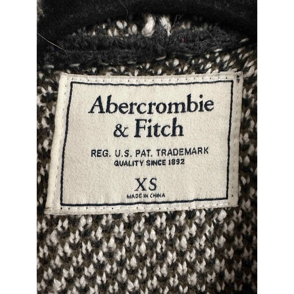 Abercrombie Fitch Casual Hooded Knit Geometric Cardigan‎ Black Womens XS - Picture 3 of 7